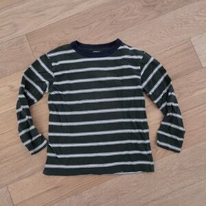 THE CHILDREN'S PLACE | Long Sleeve Striped Tee - Dark Green & White
